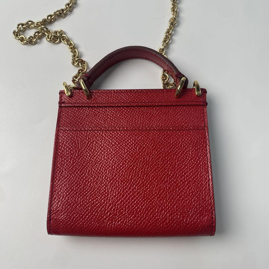 Dolce & Gabbana Mini Shoulder Bag Purse Leather Red Authentic