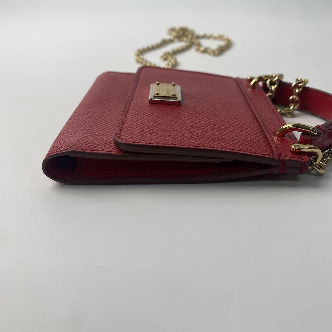 Dolce & Gabbana Mini Shoulder Bag Purse Leather Red Authentic