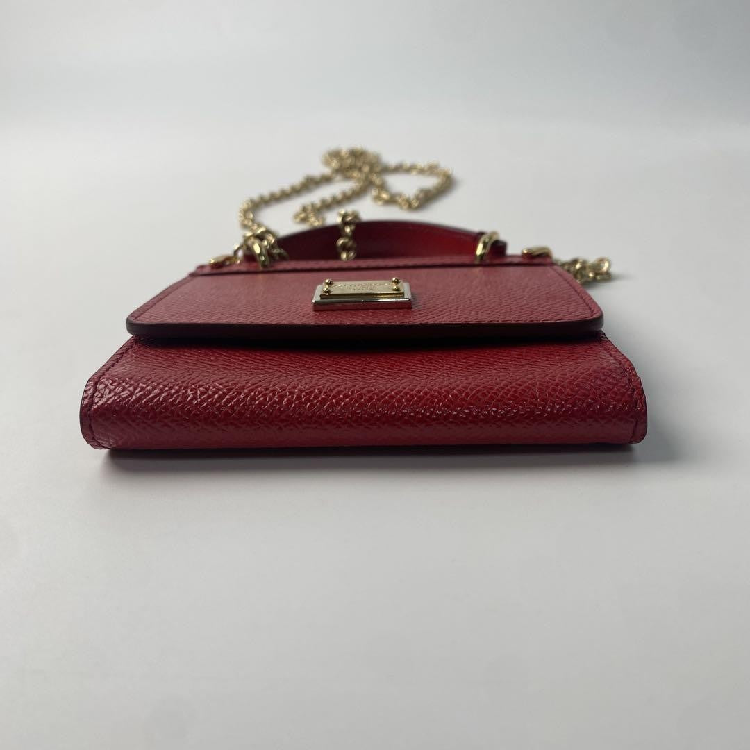 Dolce & Gabbana Mini Shoulder Bag Purse Leather Red Authentic