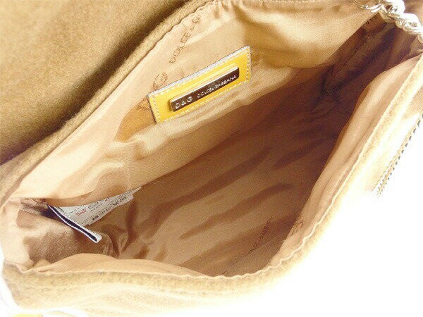 Dolce & Gabbana Shoulder Bag Purse Beige Brown Authentic