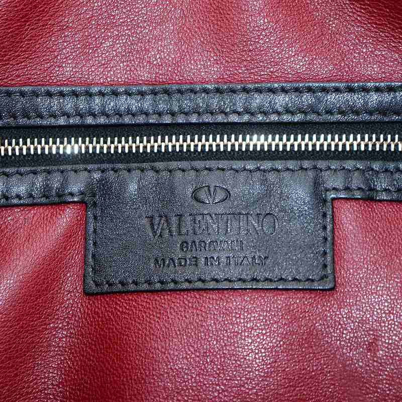 Valentino Garavani Clutch Bag Second Bag Rockstuds Leather Black Authentic
