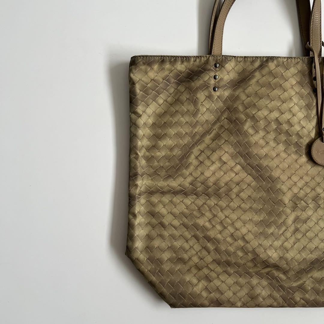 BOTTEGA VENETA Hand Bag Tote Purse Intrecciato Leather Beige Authentic