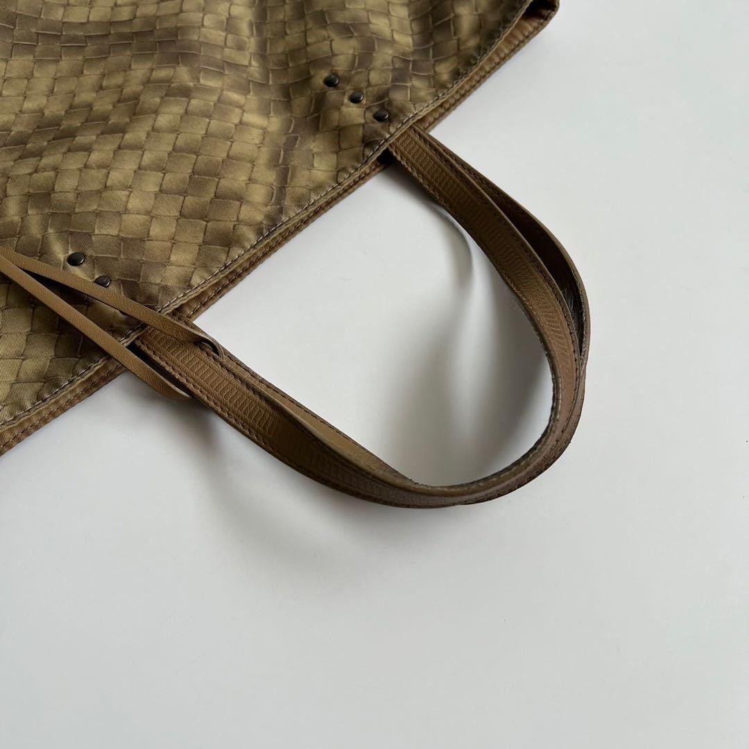 BOTTEGA VENETA Hand Bag Tote Purse Intrecciato Leather Beige Authentic