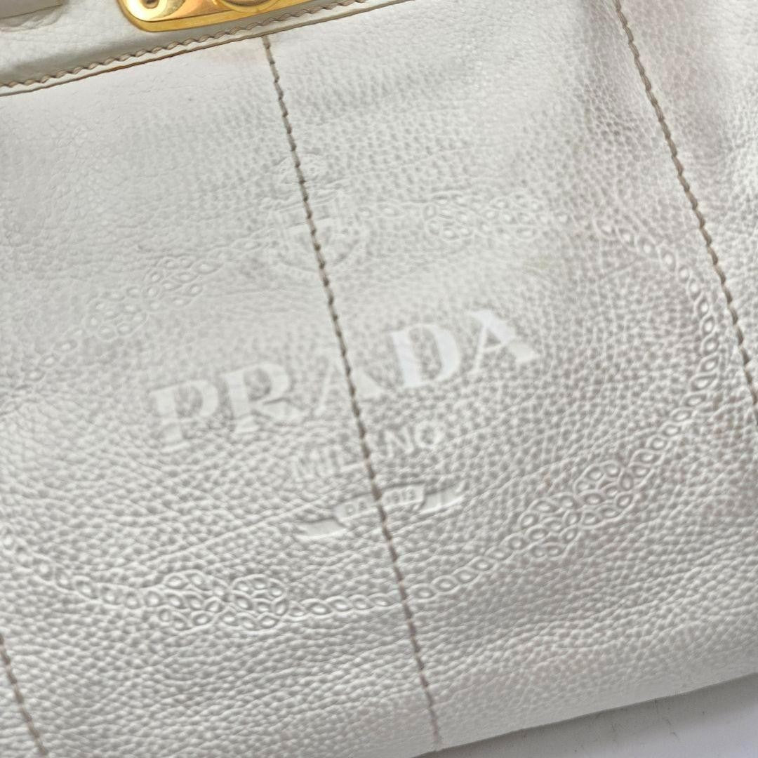 PRADA Hand Shoulder Bag Tote Purse 2way Canapa Leather Authentic