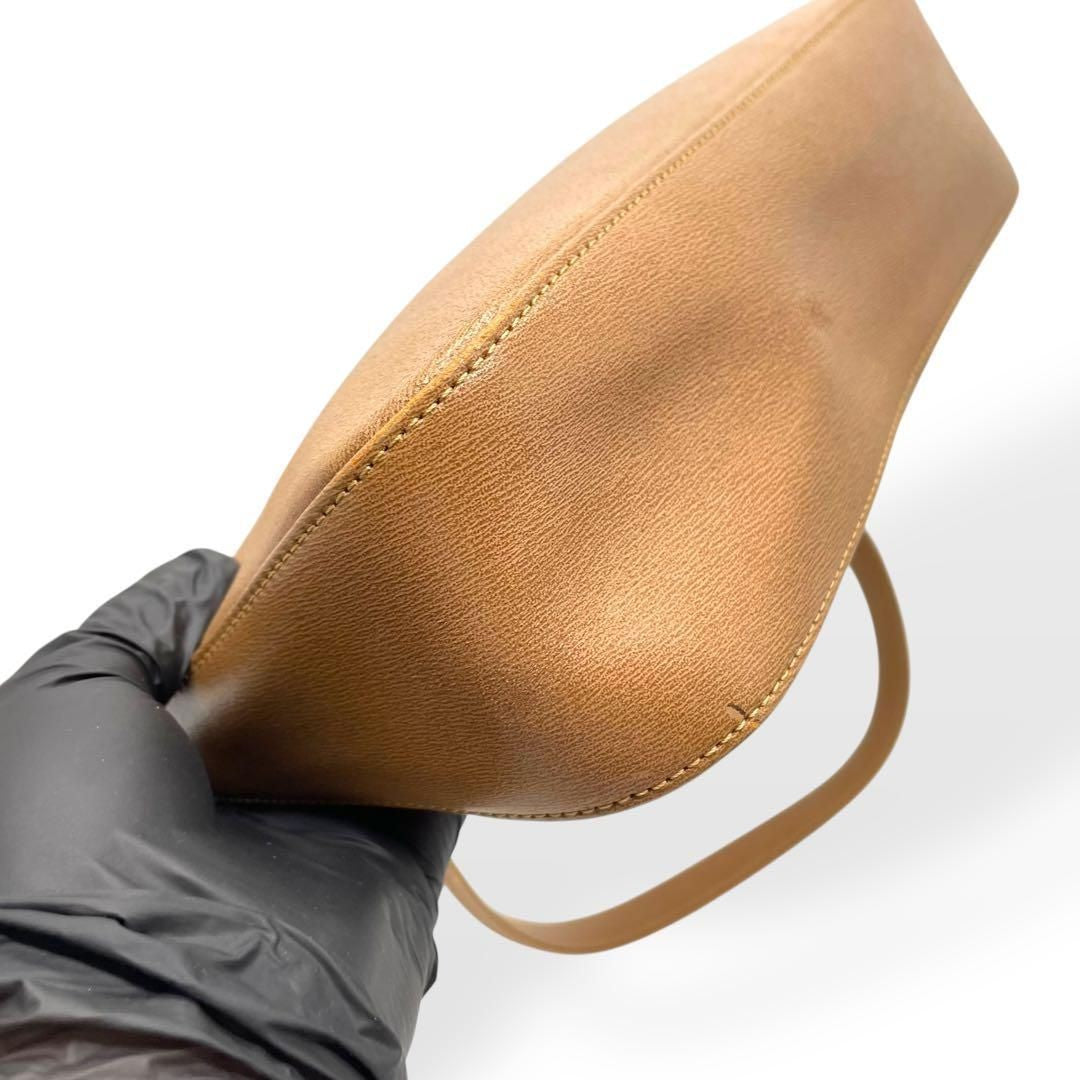 Longchamp Shoulder Bag Purse Leather Beige Authentic