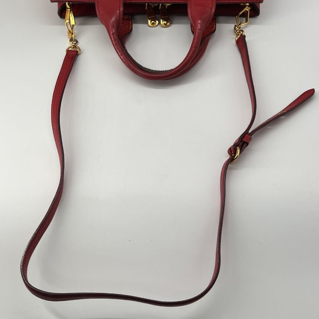 MIU MIU Hand Shoulder Bag Tote Purse 2way Logo Leather Red Authentic