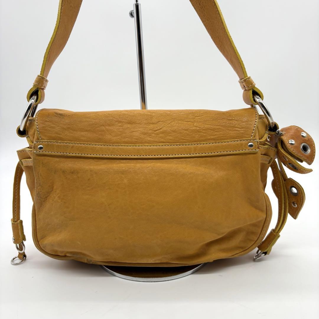 MIU MIU Shoulder Bag Purse Leather Orange Authentic