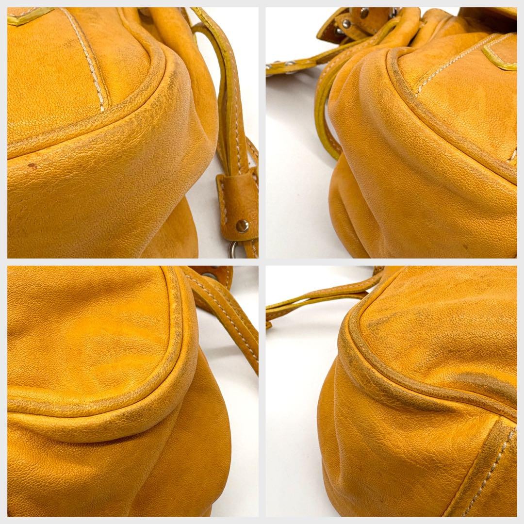MIU MIU Shoulder Bag Purse Leather Orange Authentic
