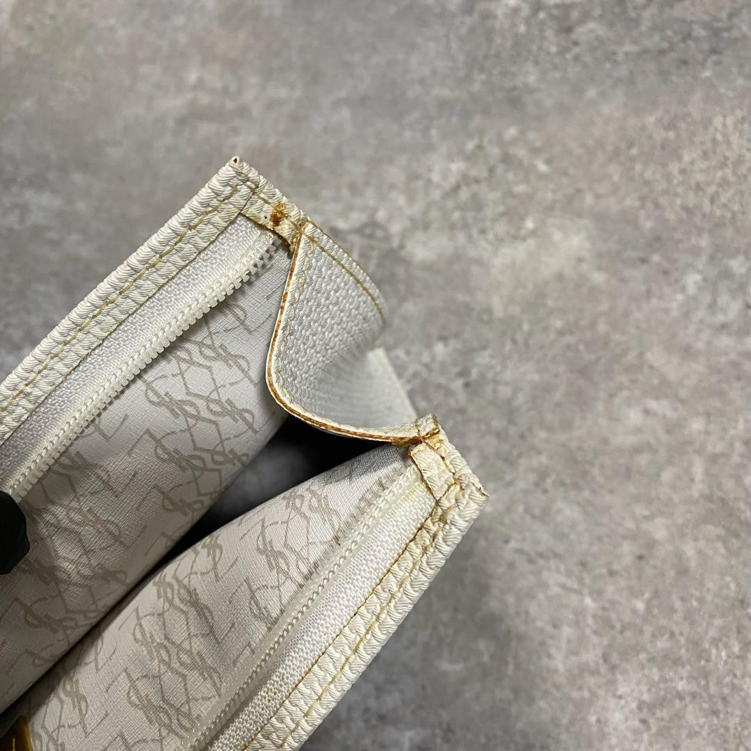 Saint Laurent Clutch Bag Second Bag YSL Cassandra PVC White Authentic