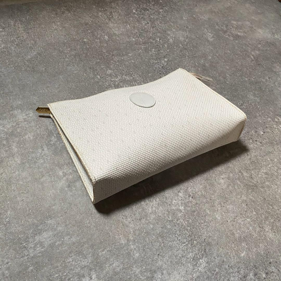 Saint Laurent Clutch Bag Second Bag YSL Cassandra PVC White Authentic