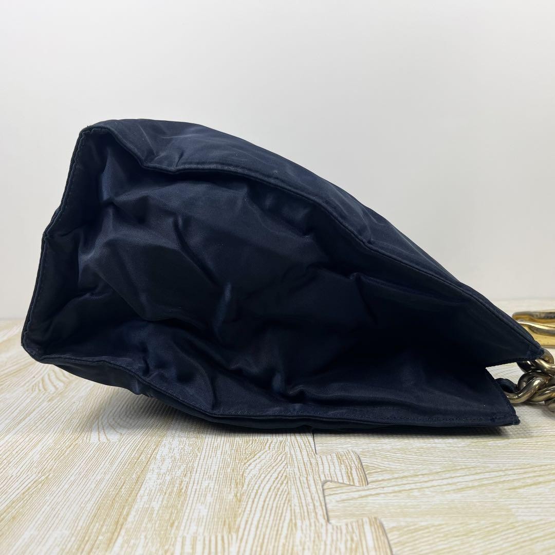 PRADA Hand Bag Tote Purse Logo Nylon Navy Authentic