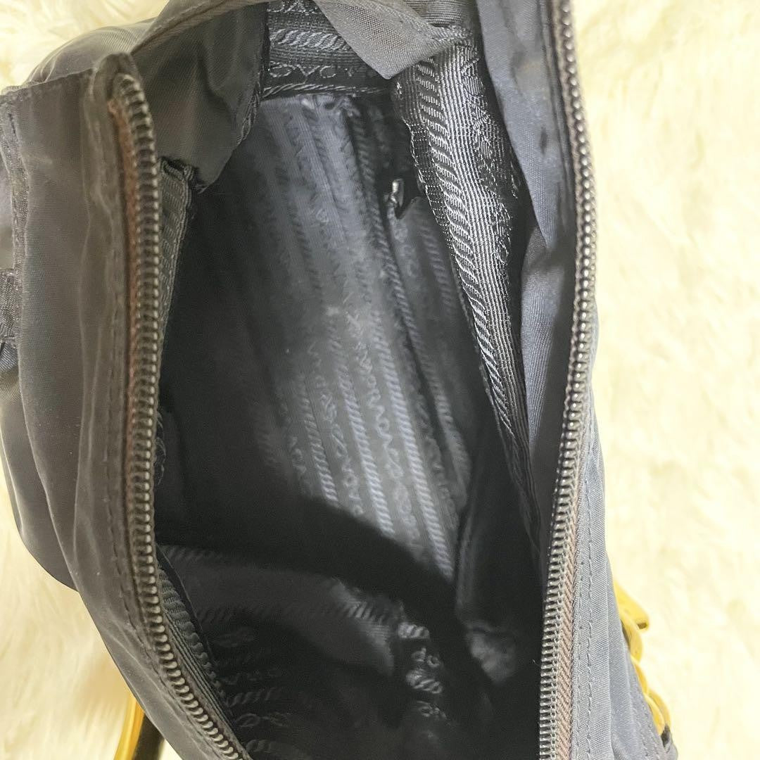 PRADA Hand Bag Tote Purse Logo Nylon Navy Authentic