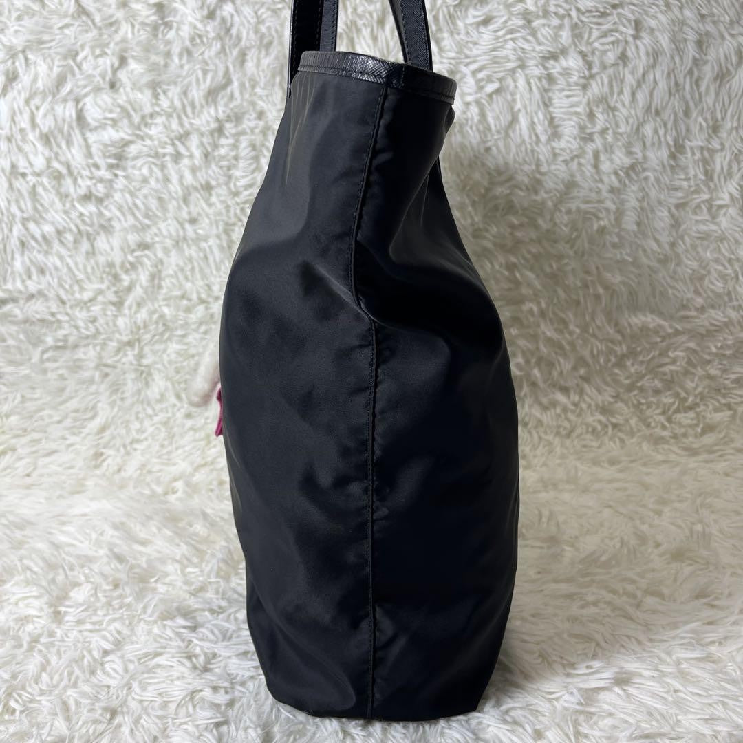 PRADA Hand Bag Tote Purse Nylon Leather Black Authentic
