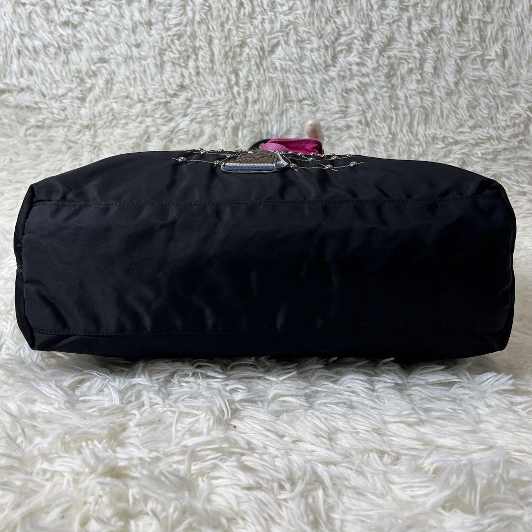 PRADA Hand Bag Tote Purse Nylon Leather Black Authentic