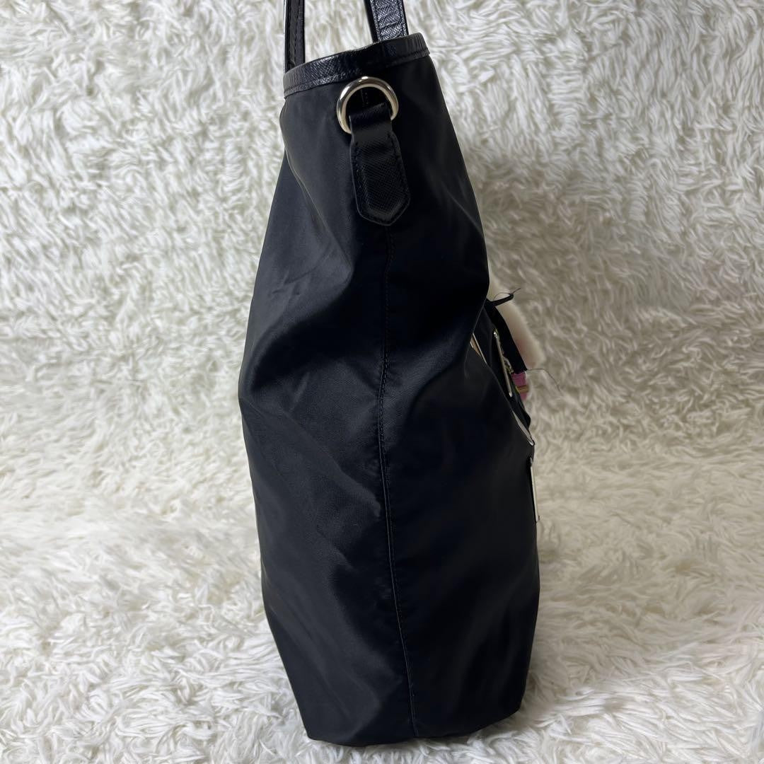 PRADA Hand Bag Tote Purse Nylon Leather Black Authentic