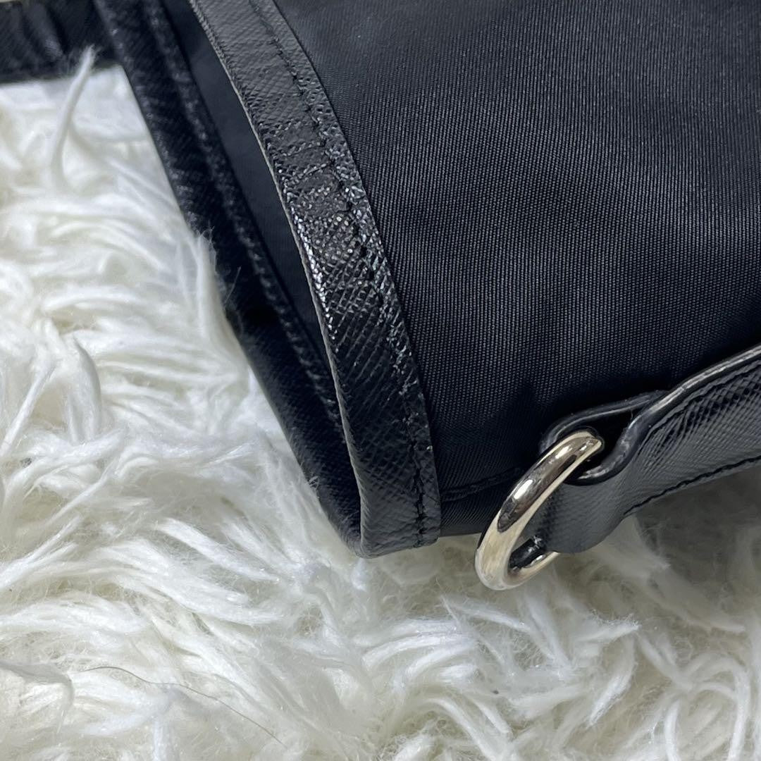PRADA Hand Bag Tote Purse Nylon Leather Black Authentic