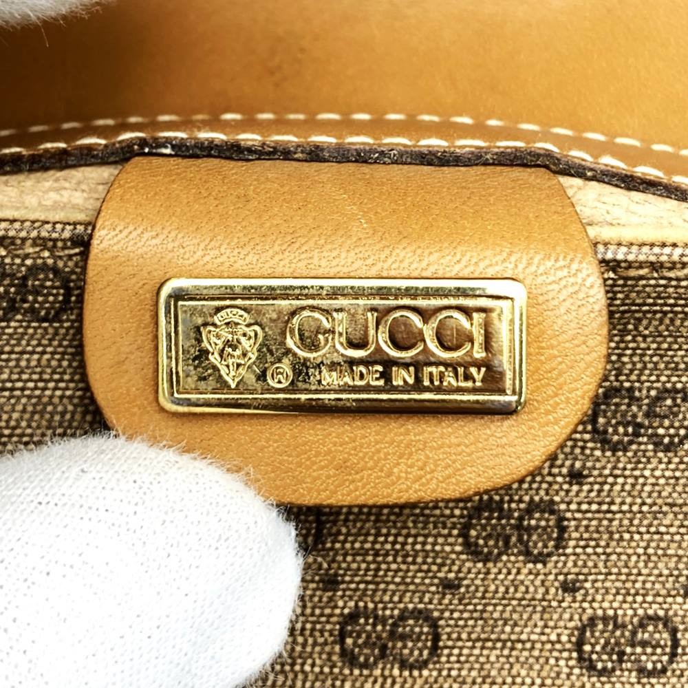 GUCCI Shoulder Bag Purse GG PVC Leather Brown Authentic