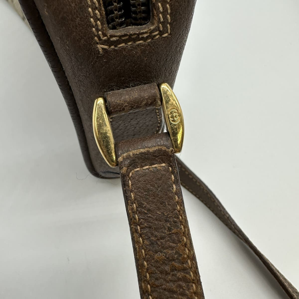 GUCCI Shoulder Bag Purse GG Supreme Canvas Leather Beige Authentic