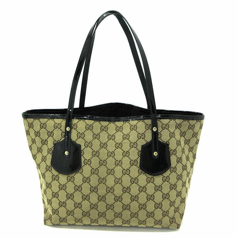 GUCCI Hand Bag Tote Purse GG Canvas Beige Authentic