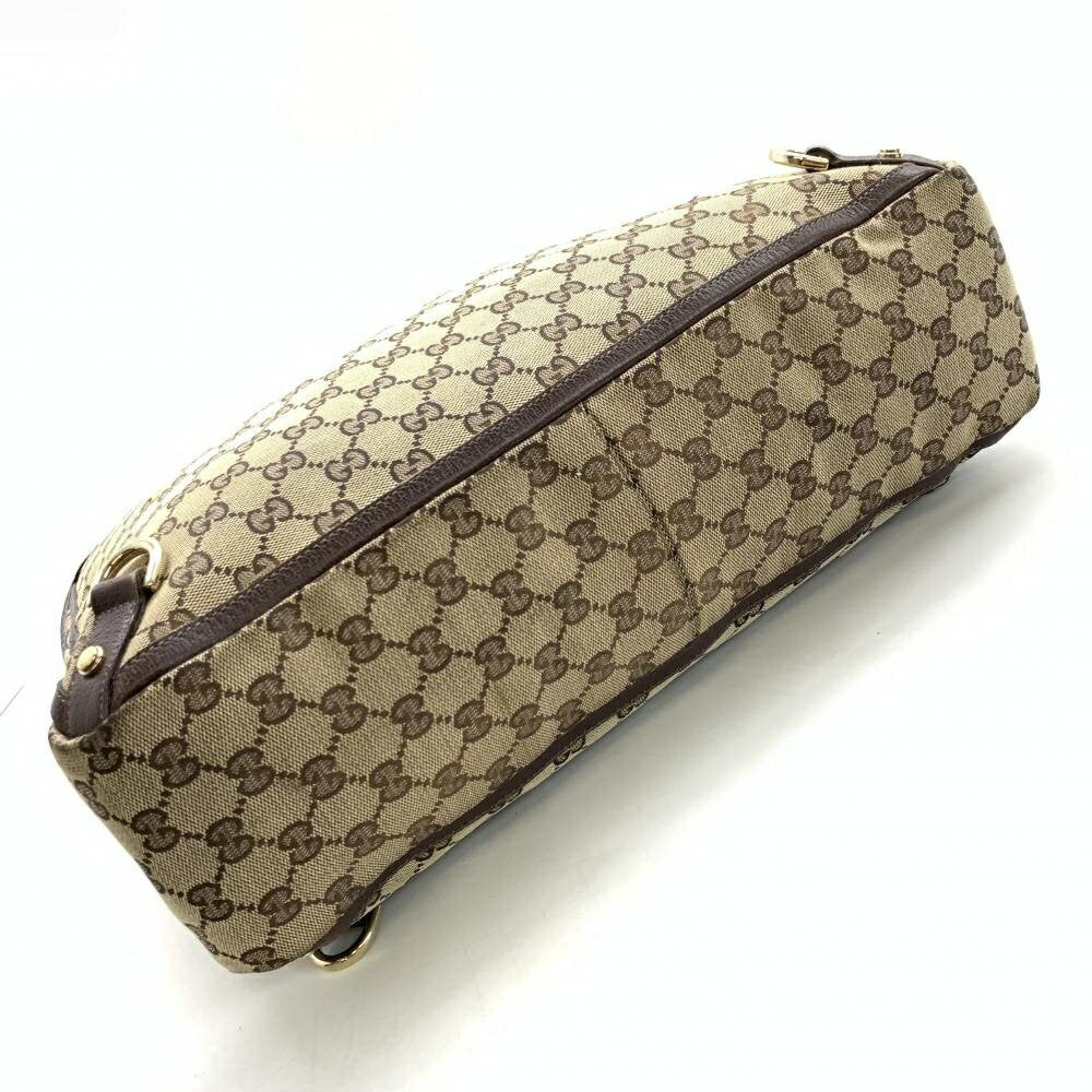GUCCI Hand Bag Tote Purse GG Canvas Leather Beige Brown Authentic