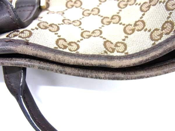 GUCCI Hand Bag Tote Purse GG Canvas Leather Beige Brown Authentic