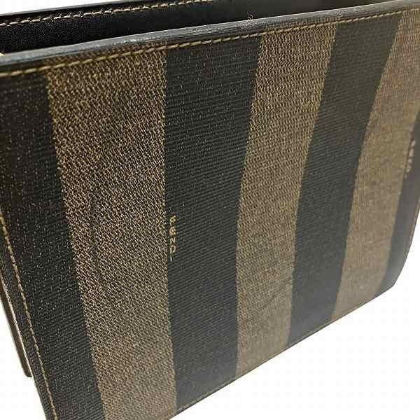 FENDI Shoulder Bag Purse FF Pecan PVC Leather Brown Authentic