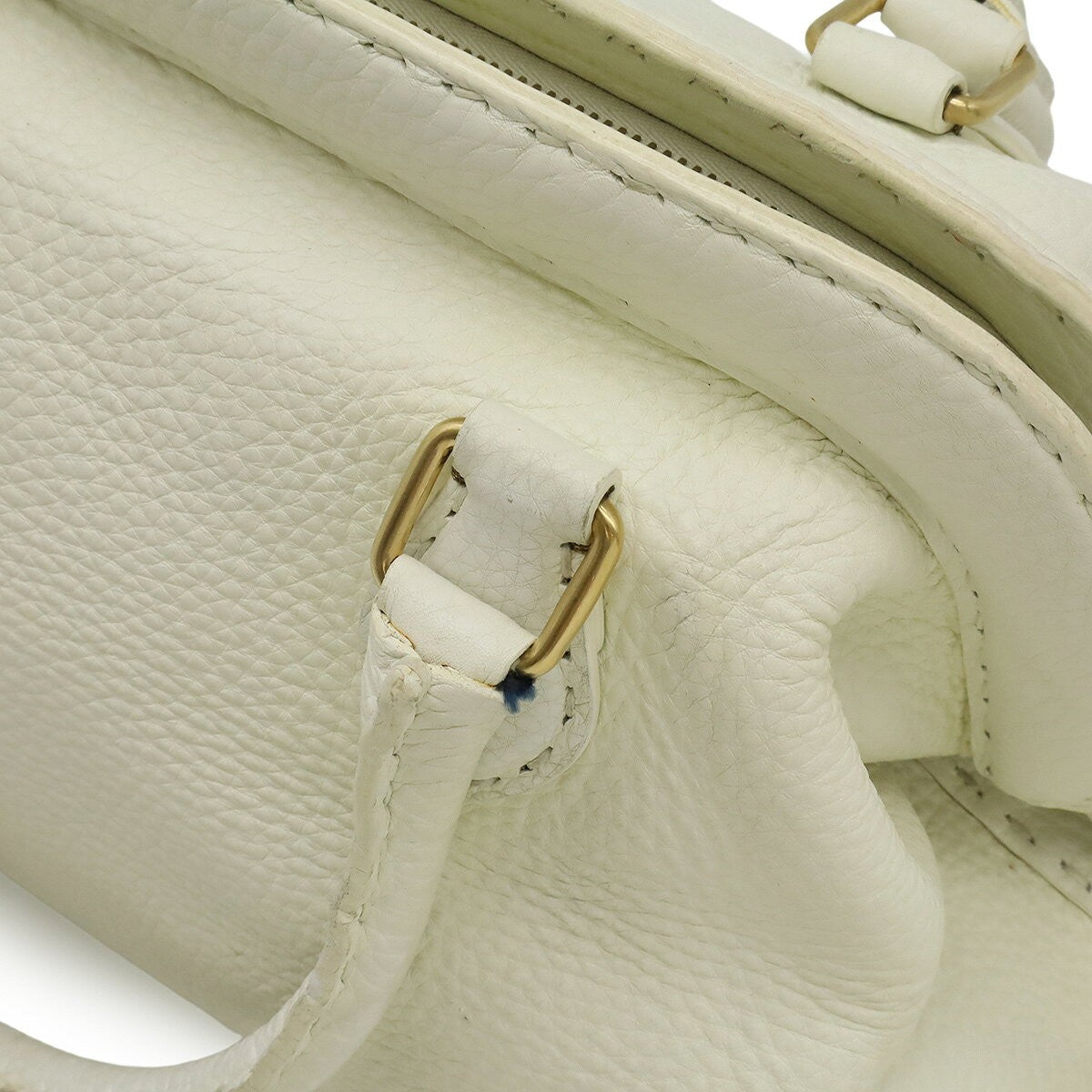 FENDI Hand Bag Tote Purse Selleria Leather White Authentic