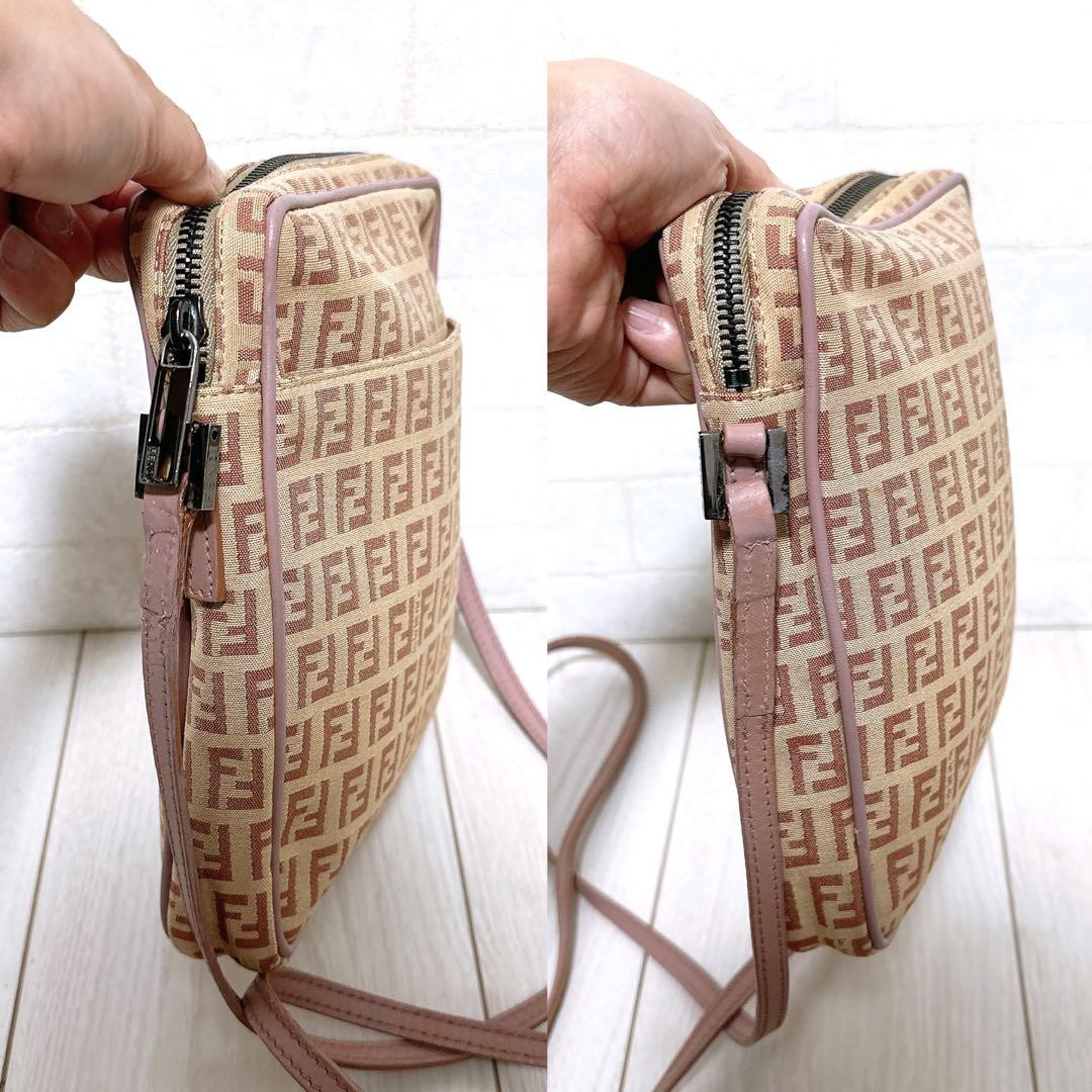 FENDI Shoulder Bag Purse FF Zucca Canvas Authentic