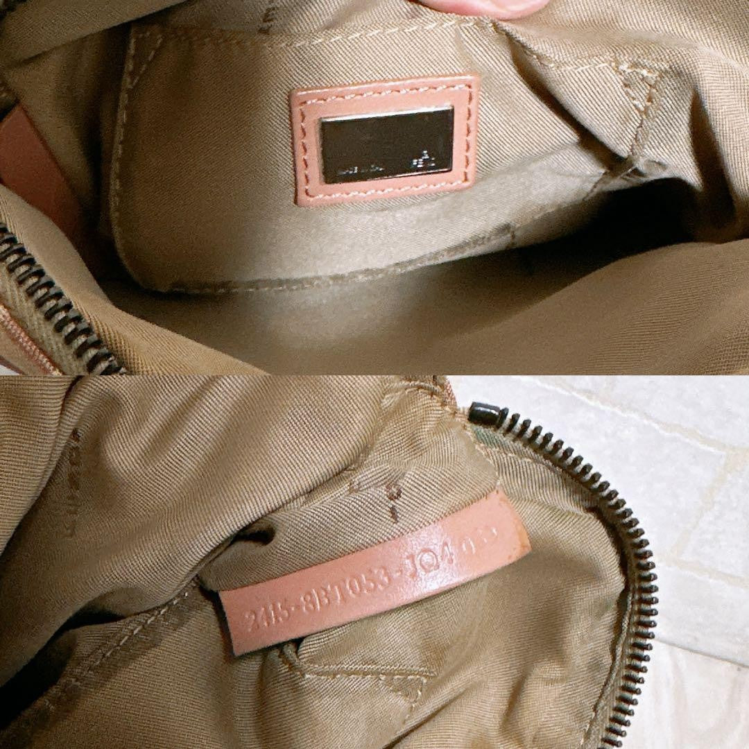 FENDI Shoulder Bag Purse FF Zucca Canvas Authentic