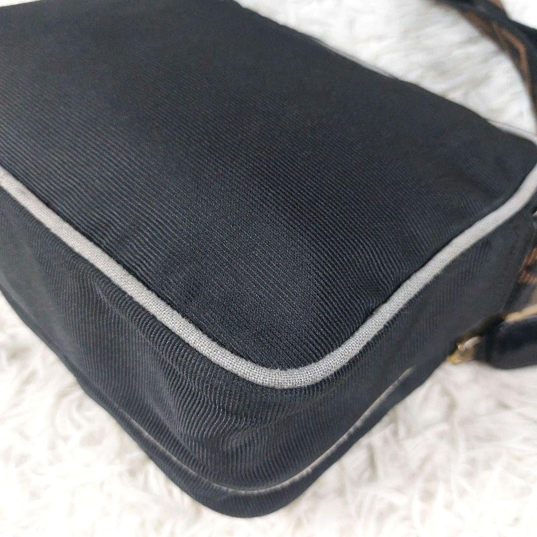 FENDI Shoulder Camera Bag Purse Logo Nylon Black Authentic