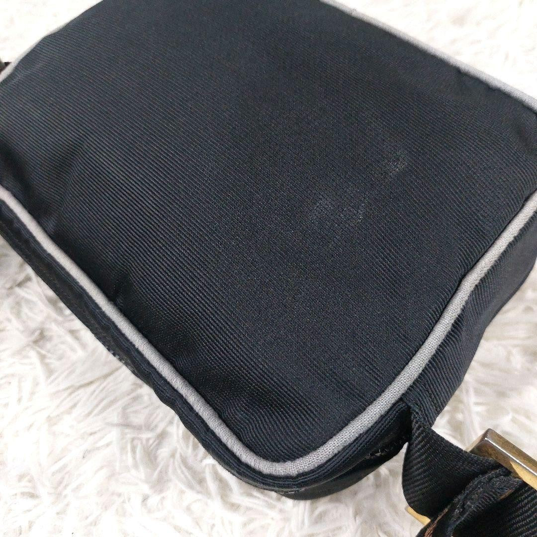 FENDI Shoulder Camera Bag Purse Logo Nylon Black Authentic