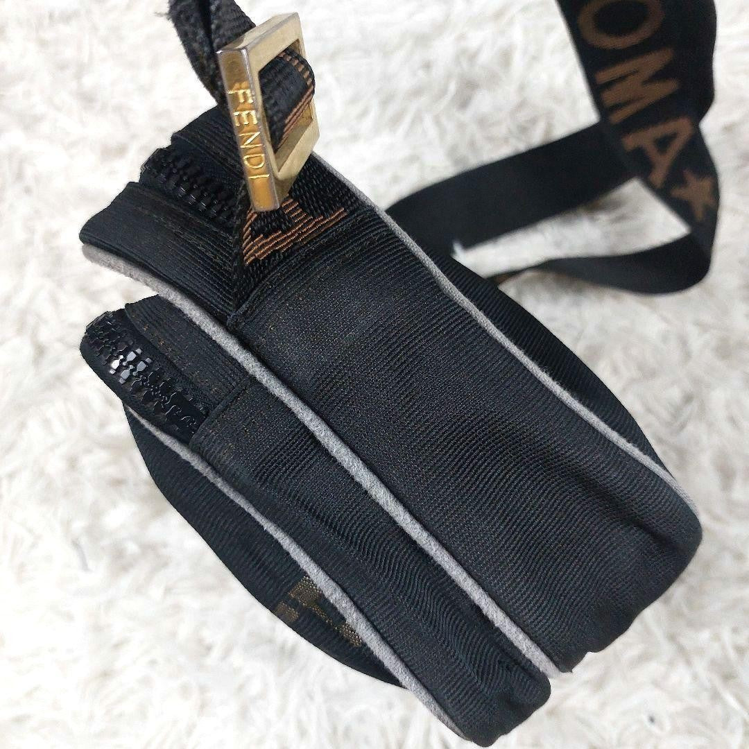 FENDI Shoulder Camera Bag Purse Logo Nylon Black Authentic
