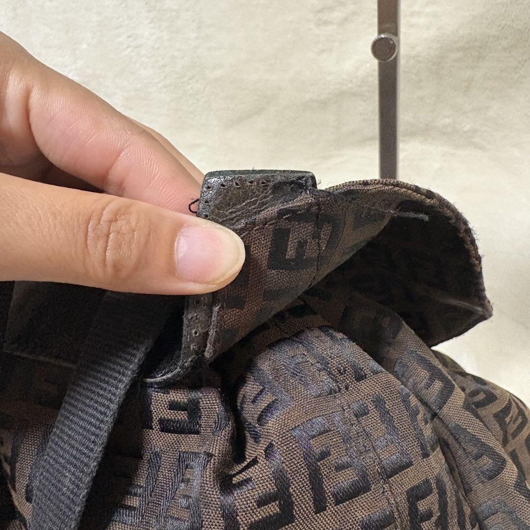 FENDI Backpack FF Zucca Canvas Brown Black Authentic