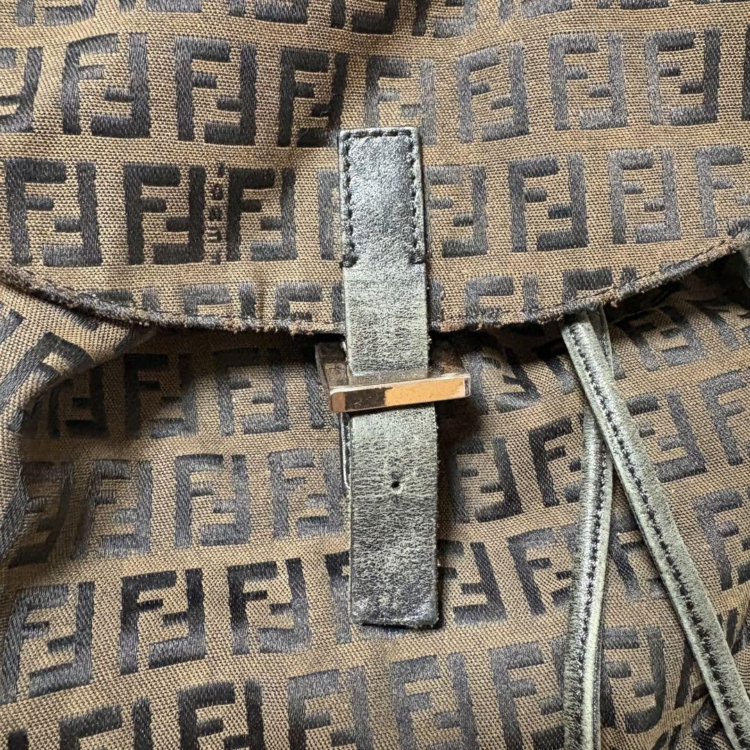 FENDI Backpack FF Zucca Canvas Brown Black Authentic
