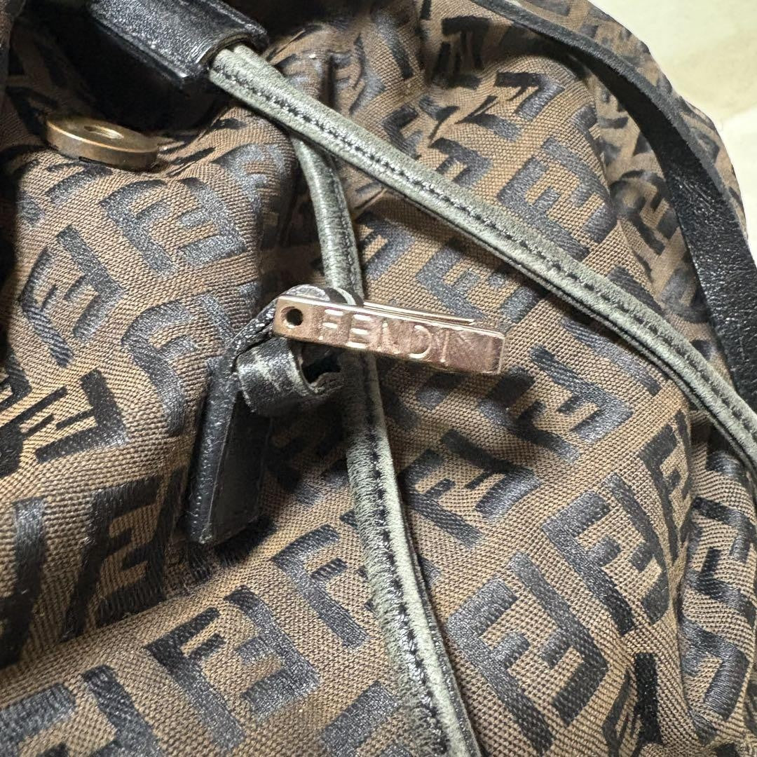 FENDI Backpack FF Zucca Canvas Brown Black Authentic
