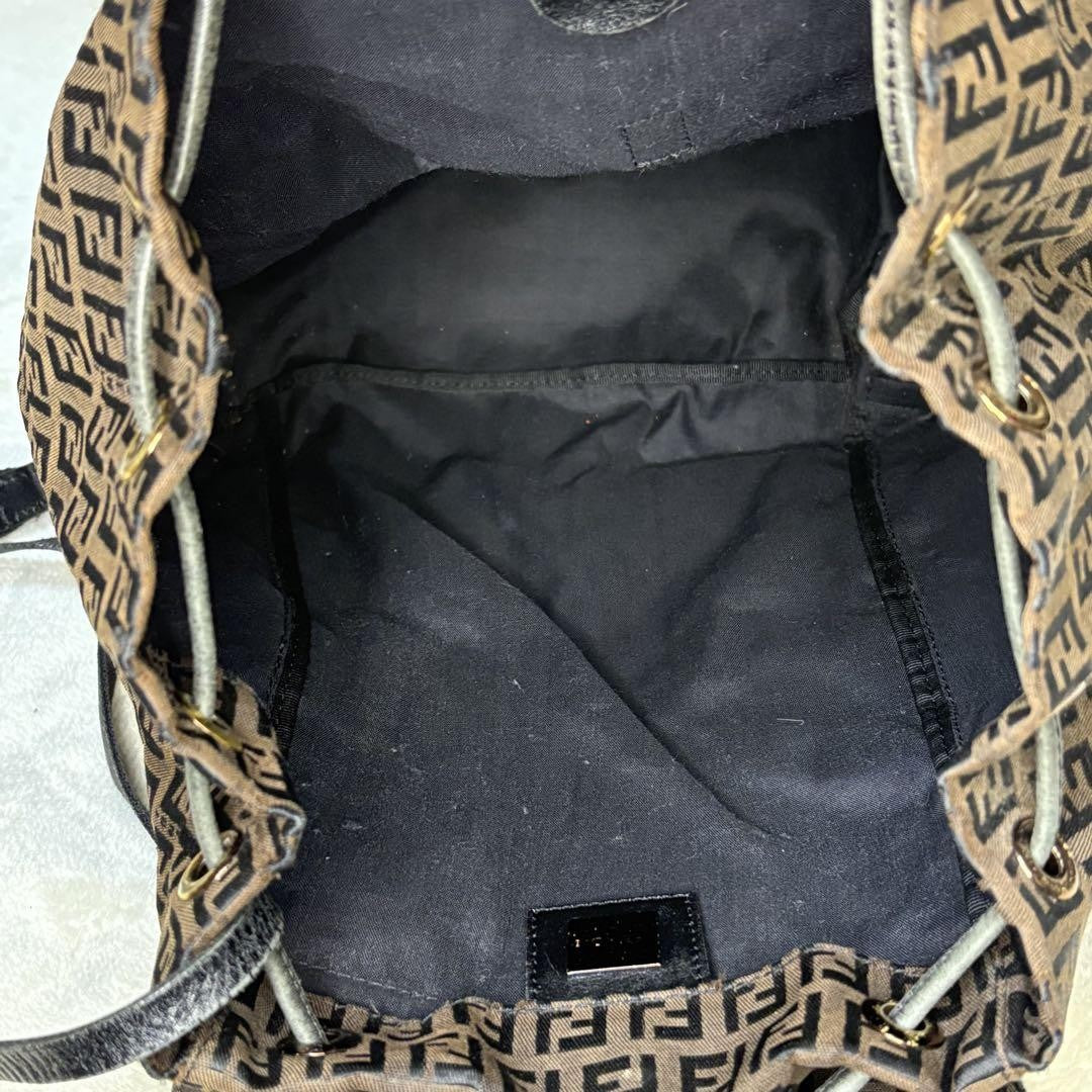 FENDI Backpack FF Zucca Canvas Brown Black Authentic