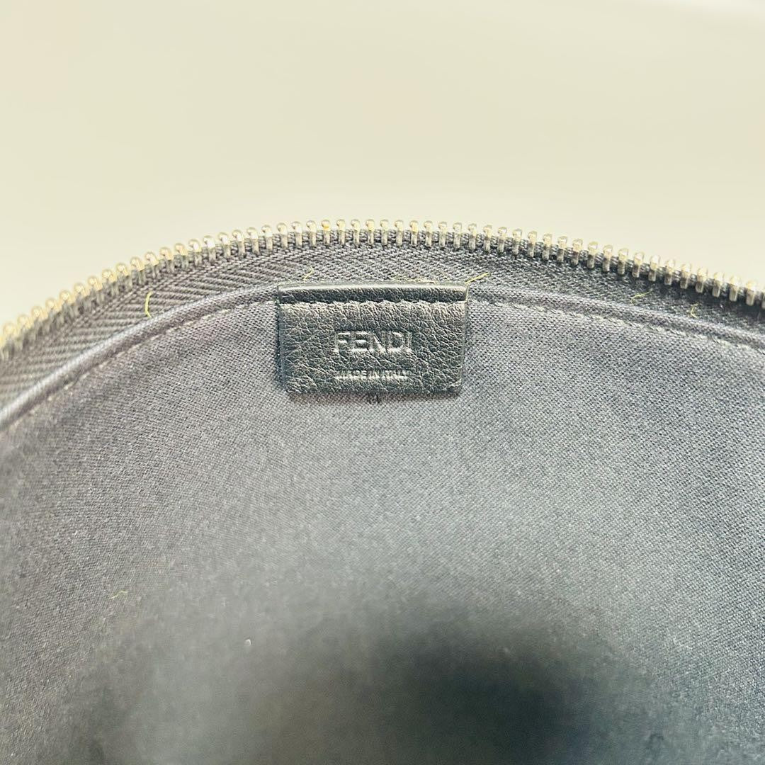 FENDI Clutch Bag Second Bag Monster Leather Black Authentic