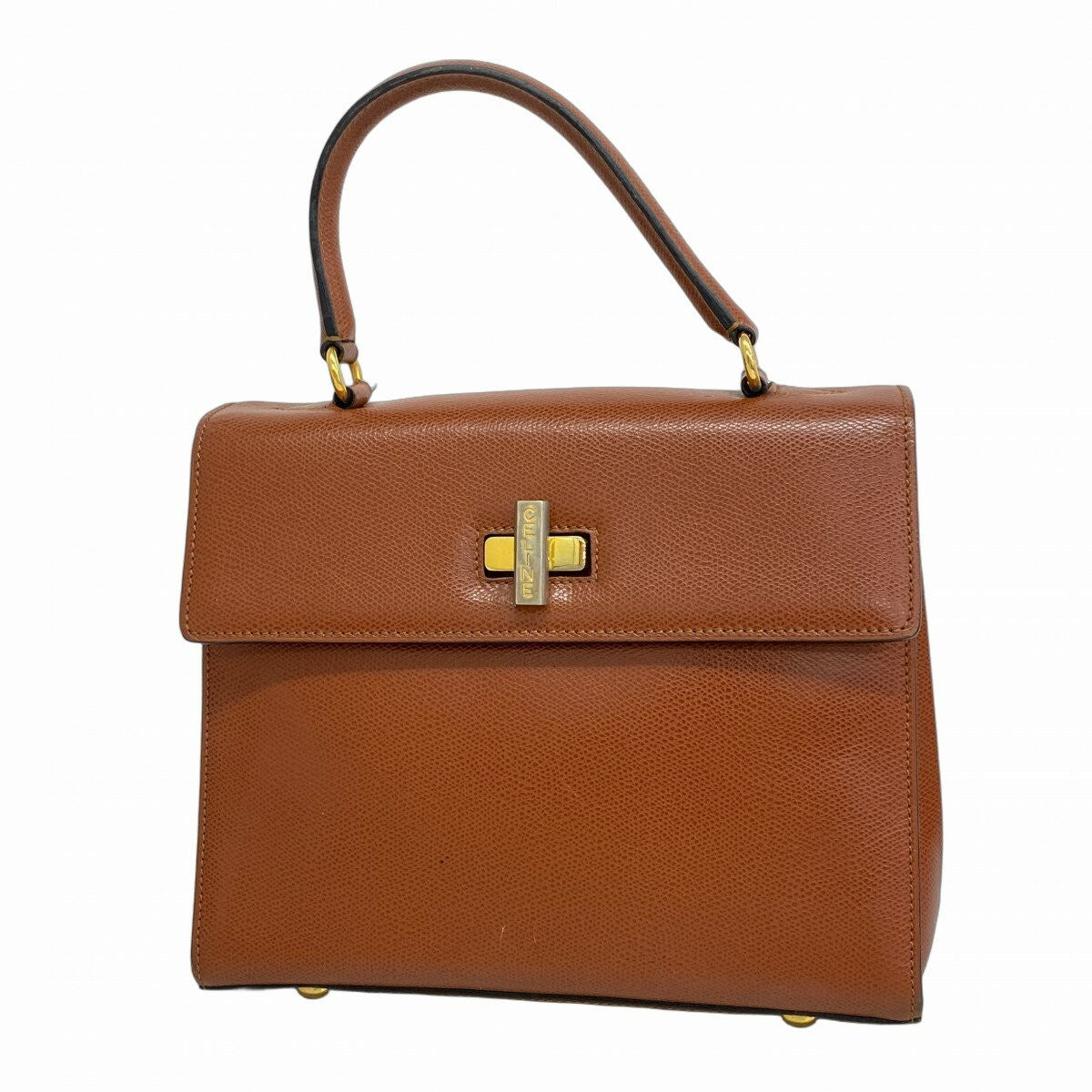 CELINE Hand Bag Tote Purse Leather Brown Authentic
