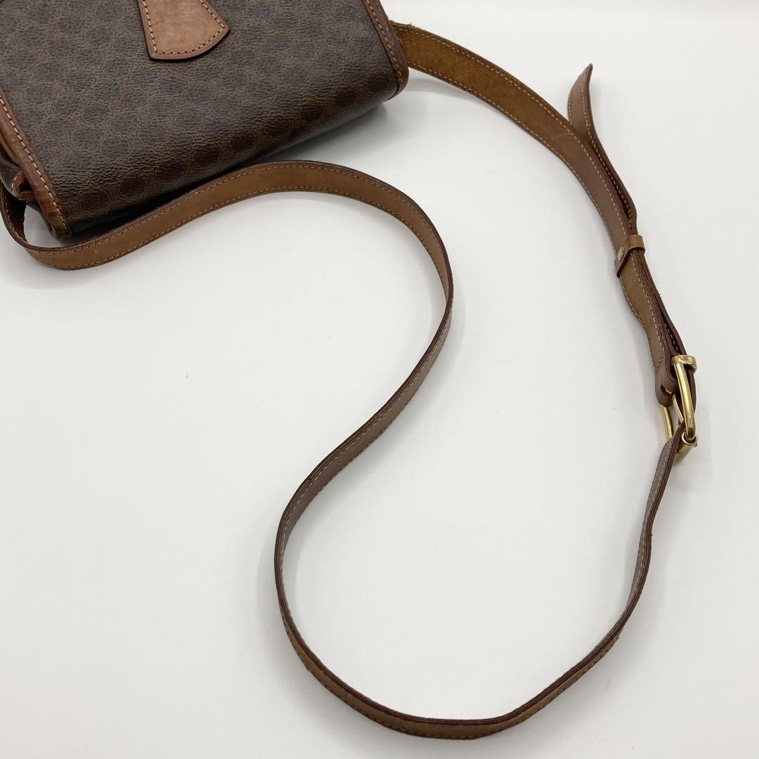 CELINE Shoulder Bag Purse Macadam PVC Leather Brown Authentic