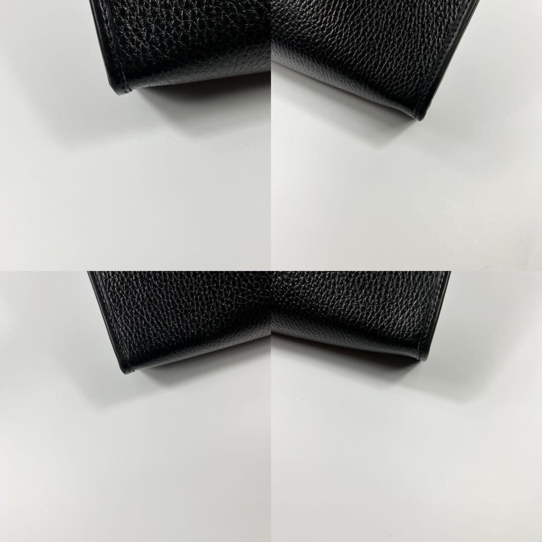 CELINE Clutch Bag Second Bag Gancini Leather Black Authentic