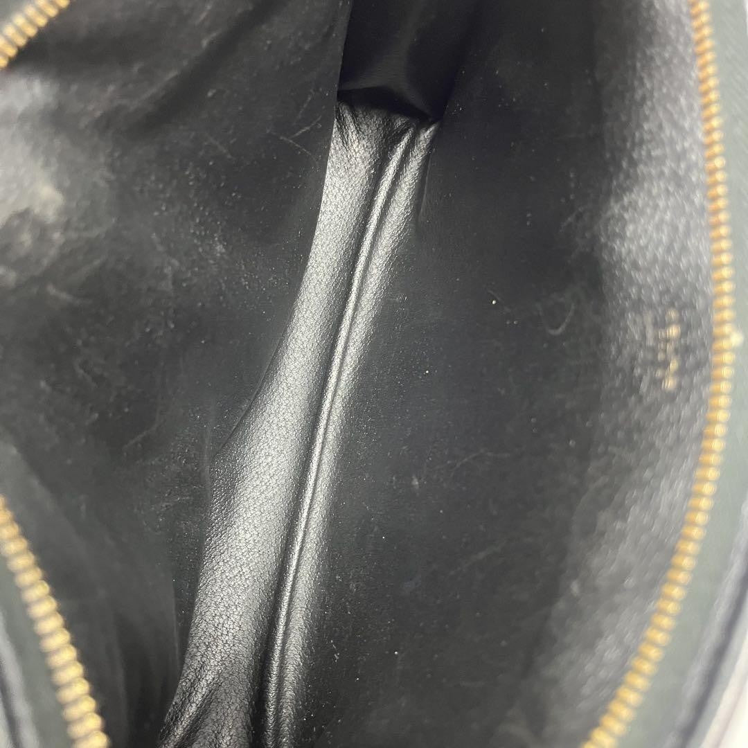 CELINE Clutch Bag Second Bag Gancini Leather Black Authentic