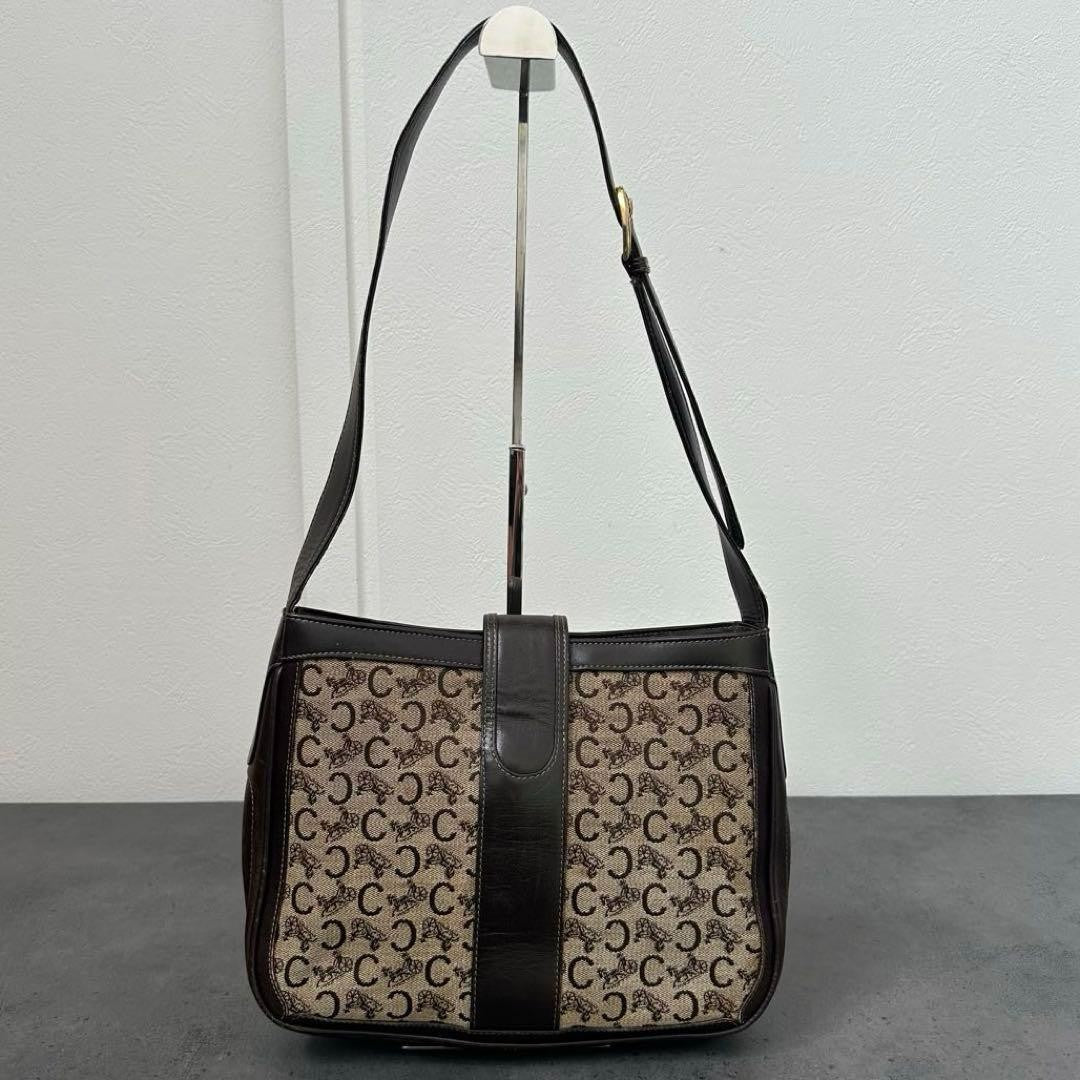 CELINE Shoulder Bag Purse C Macadam Canvas Authentic