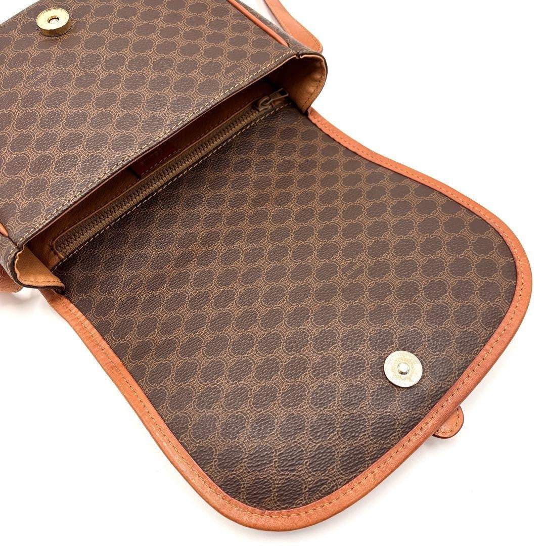 CELINE Shoulder Bag Purse Macadam PVC Leather Brown Authentic