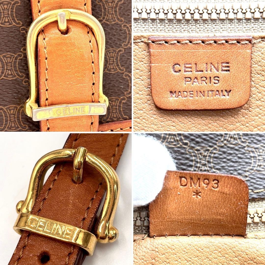 CELINE Shoulder Bag Purse Macadam PVC Leather Brown Authentic