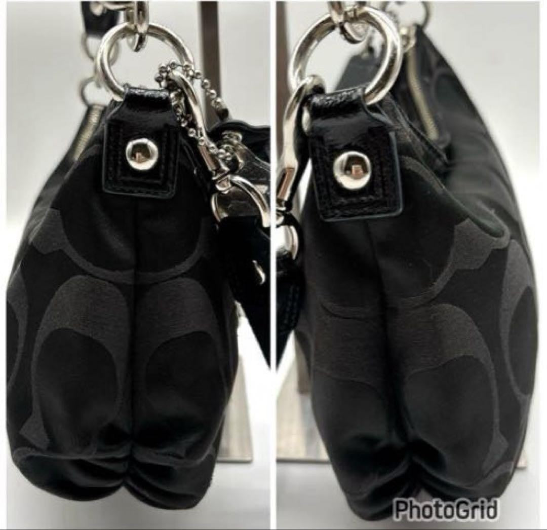 COACH Hand Shoulder Bag Tote Purse 2way Signature Black Authentic