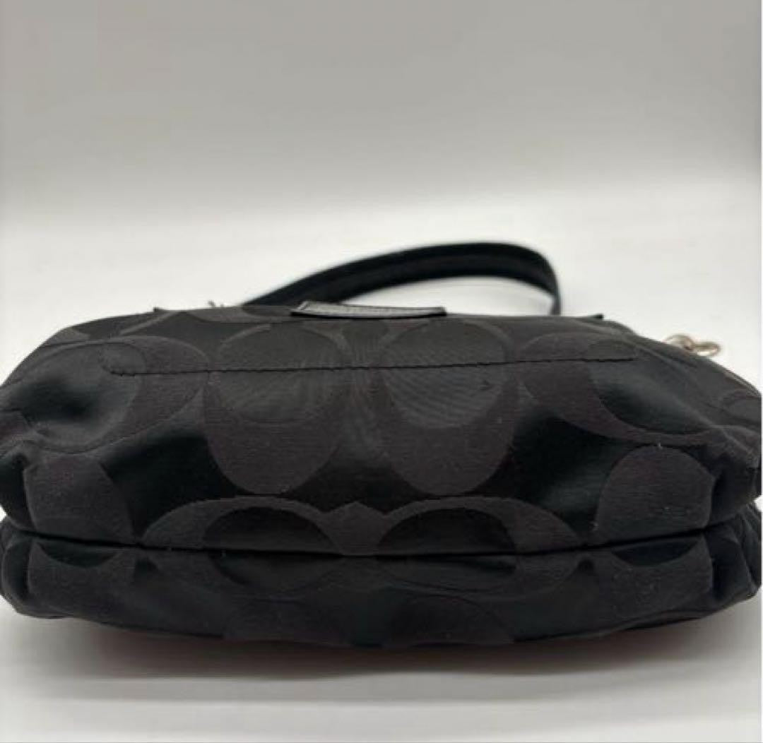 COACH Hand Shoulder Bag Tote Purse 2way Signature Black Authentic