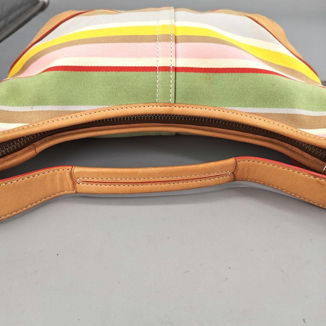COACH Hand Bag Tote Purse Mutistripe Small Hobo 4437 Multicolor Authentic