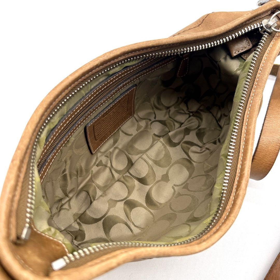 COACH Hand Shoulder Bag Tote Purse 9541 Old Brown Beige Authentic