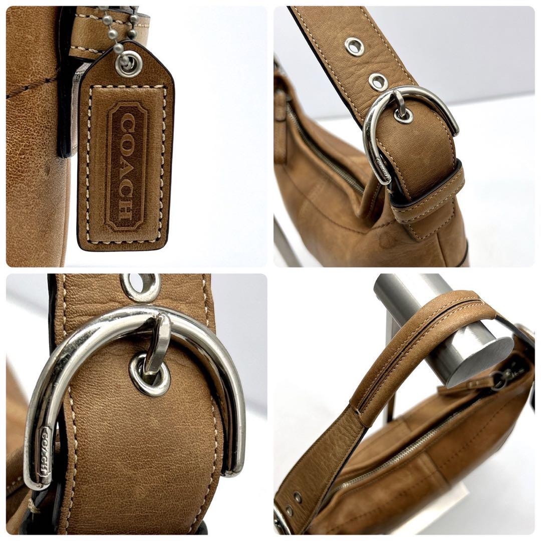 COACH Hand Shoulder Bag Tote Purse 9541 Old Brown Beige Authentic