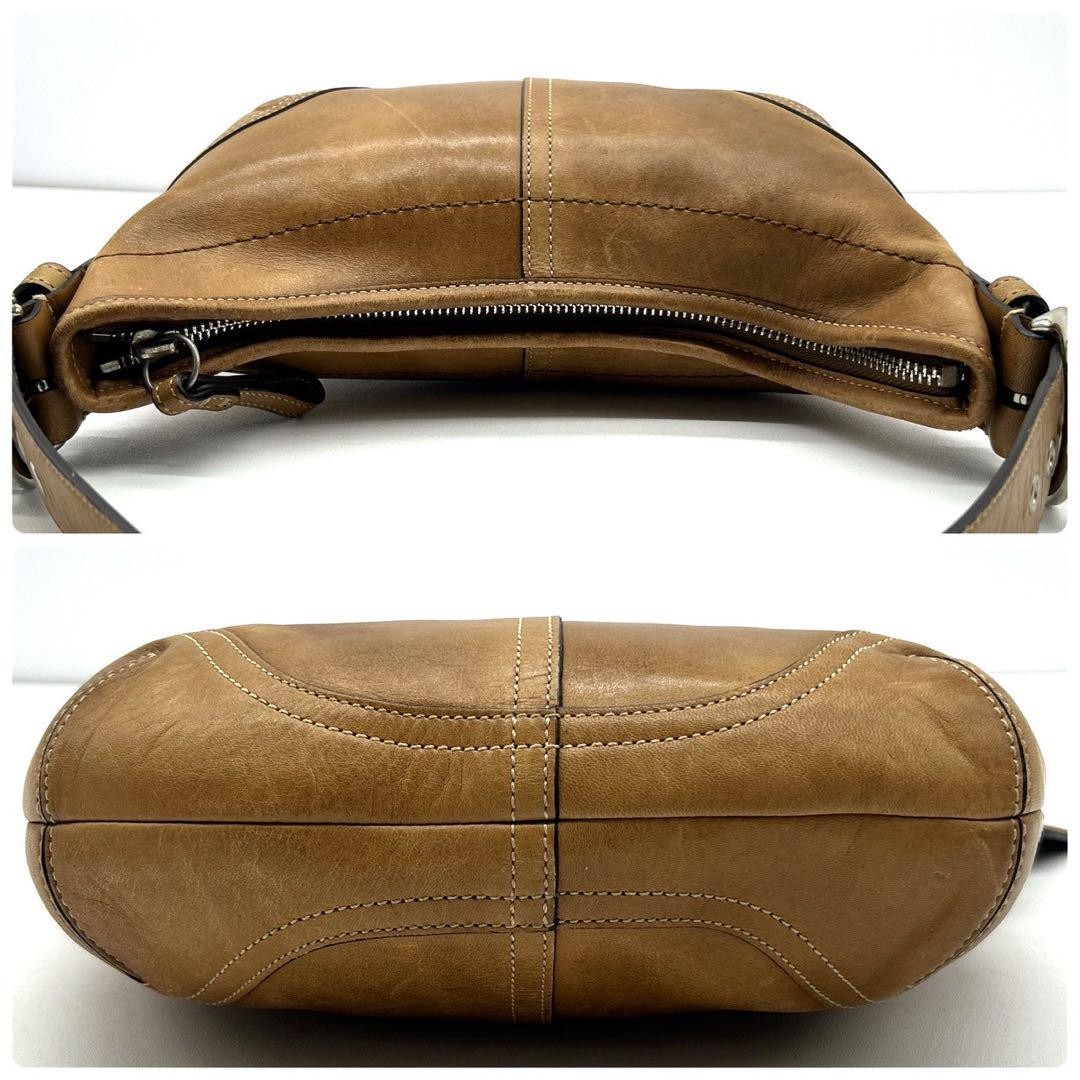 COACH Hand Shoulder Bag Tote Purse 9541 Old Brown Beige Authentic